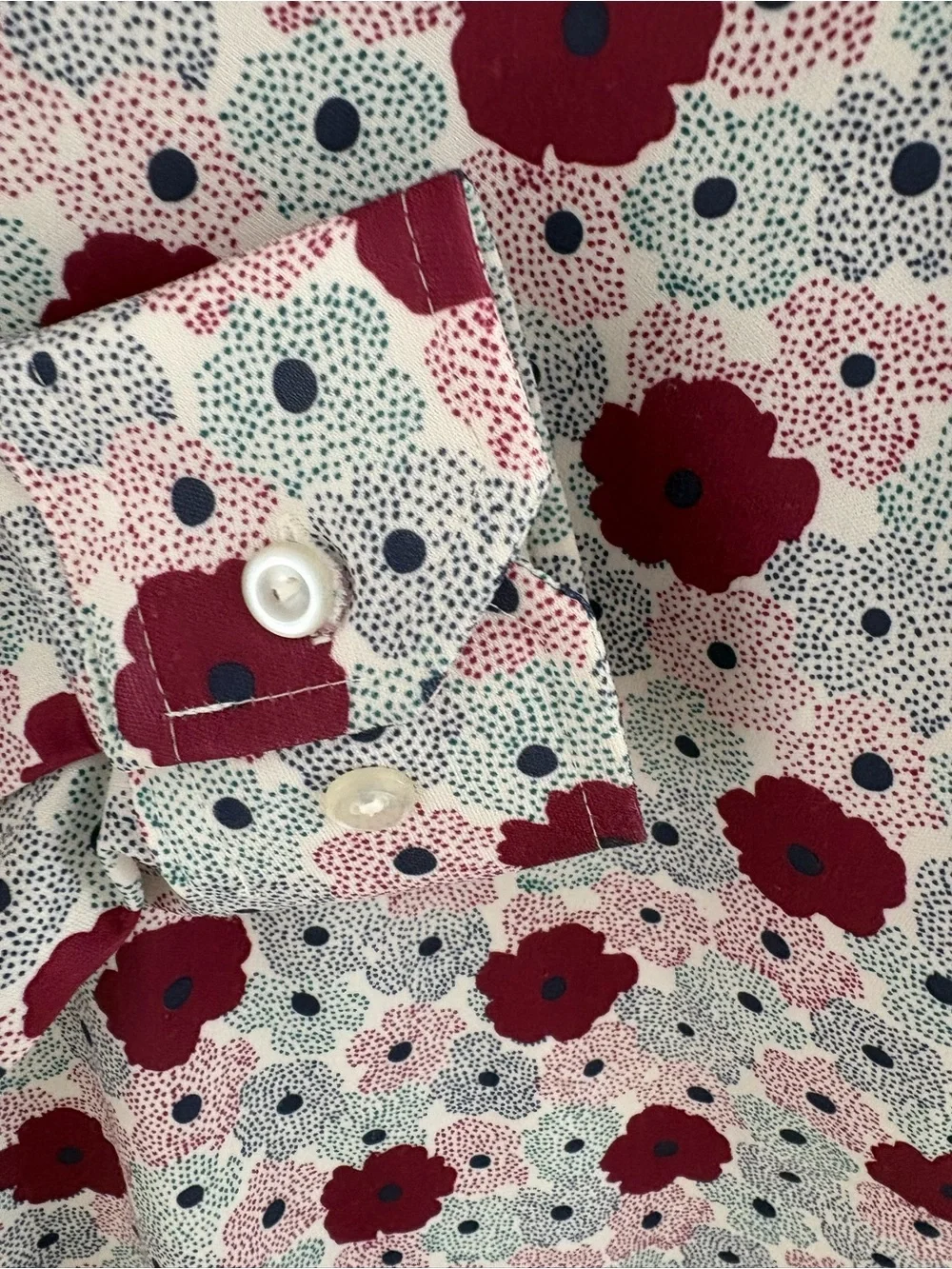 Vintage Polyester Floral Print Button Up Shirt 1970s - Picture 4 of 6